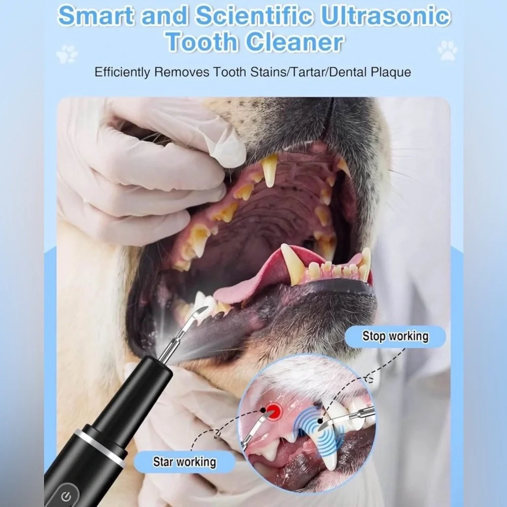 Dog Tartar Plaque Remover for Teeth, Ultrasonic Teeth Cleaner Toothbrush